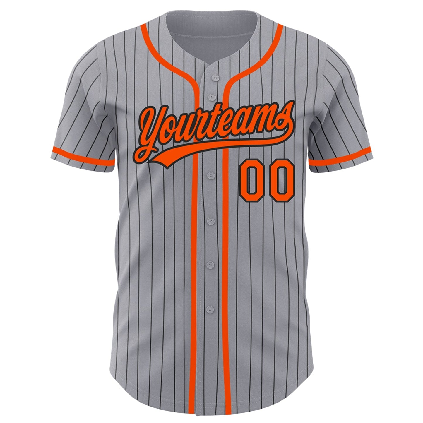 Custom Gray Black Pinstripe Orange Authentic Baseball Jersey baseball jersey product view 2