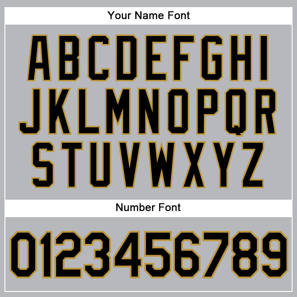 Custom Gray Black Pinstripe Black-Old Gold Authentic Baseball Jersey baseball jersey product view 5