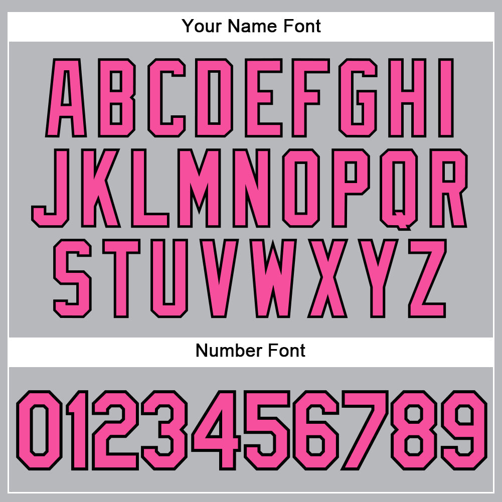 Custom Gray Black Pinstripe Pink Authentic Baseball Jersey baseball jersey product view 5