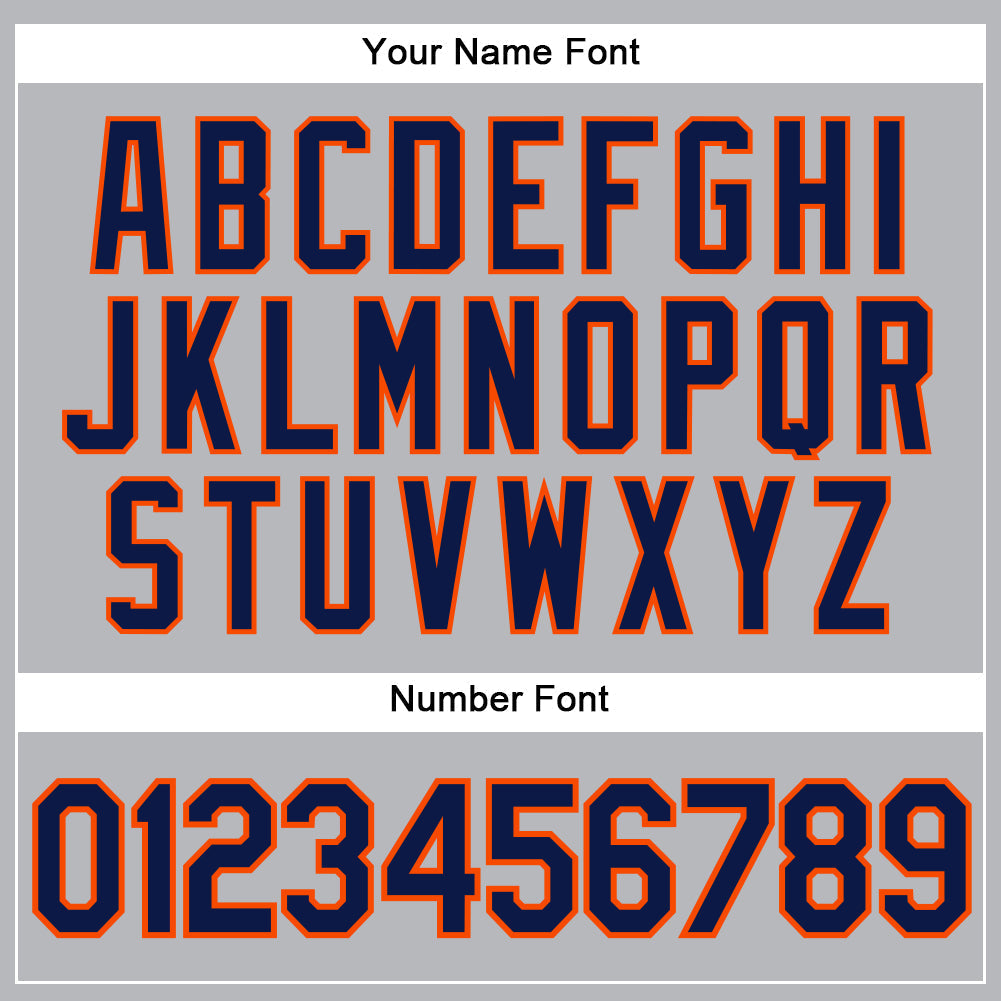 Custom Gray Navy Pinstripe Orange Authentic Baseball Jersey baseball jersey product view 5