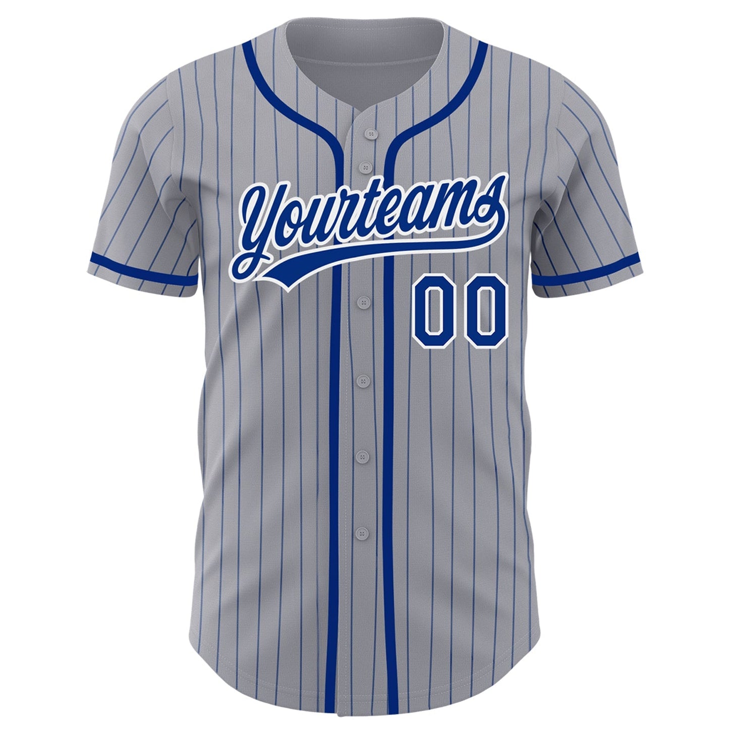 Custom Gray Royal Pinstripe White Authentic Baseball Jersey baseball jersey product view 2