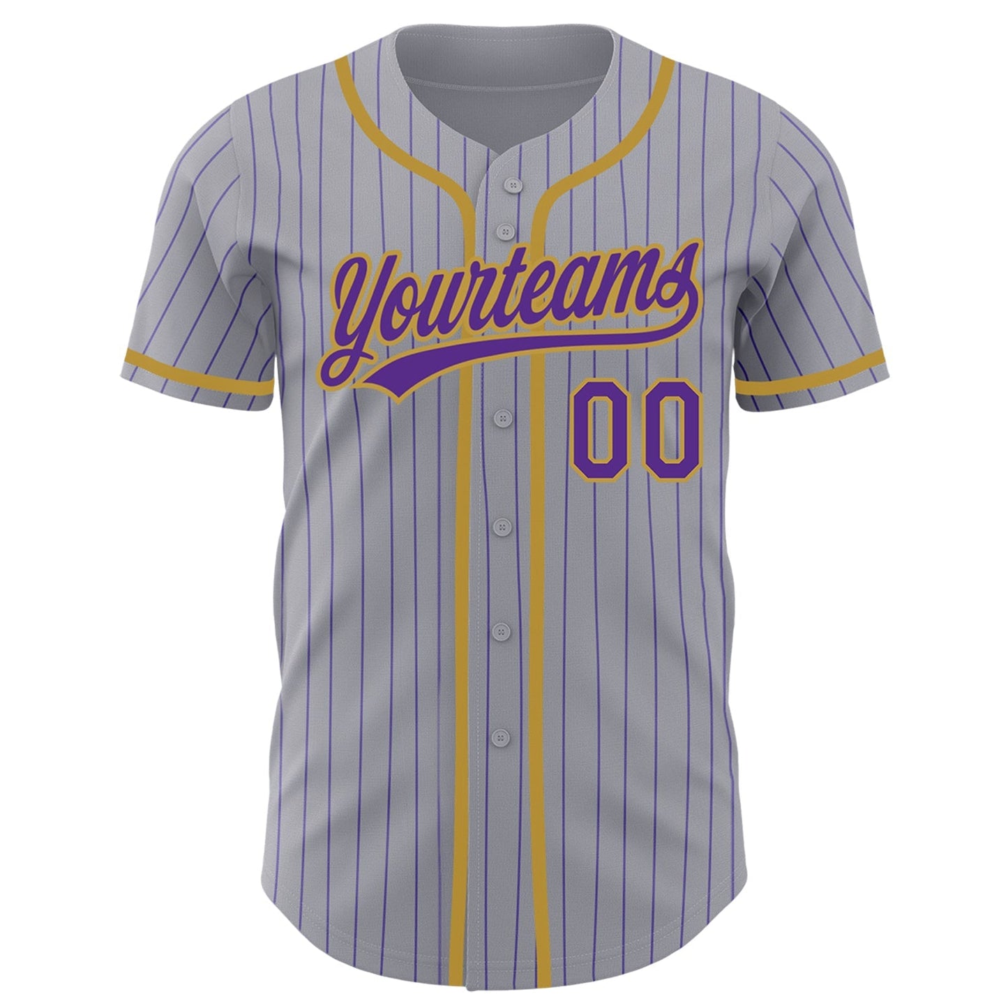 Custom Gray Purple Pinstripe Old Gold Authentic Baseball Jersey baseball jersey product view 3