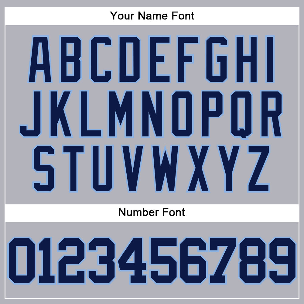 Custom Gray Navy-Light Blue Authentic Baseball Jersey baseball jersey product view 5