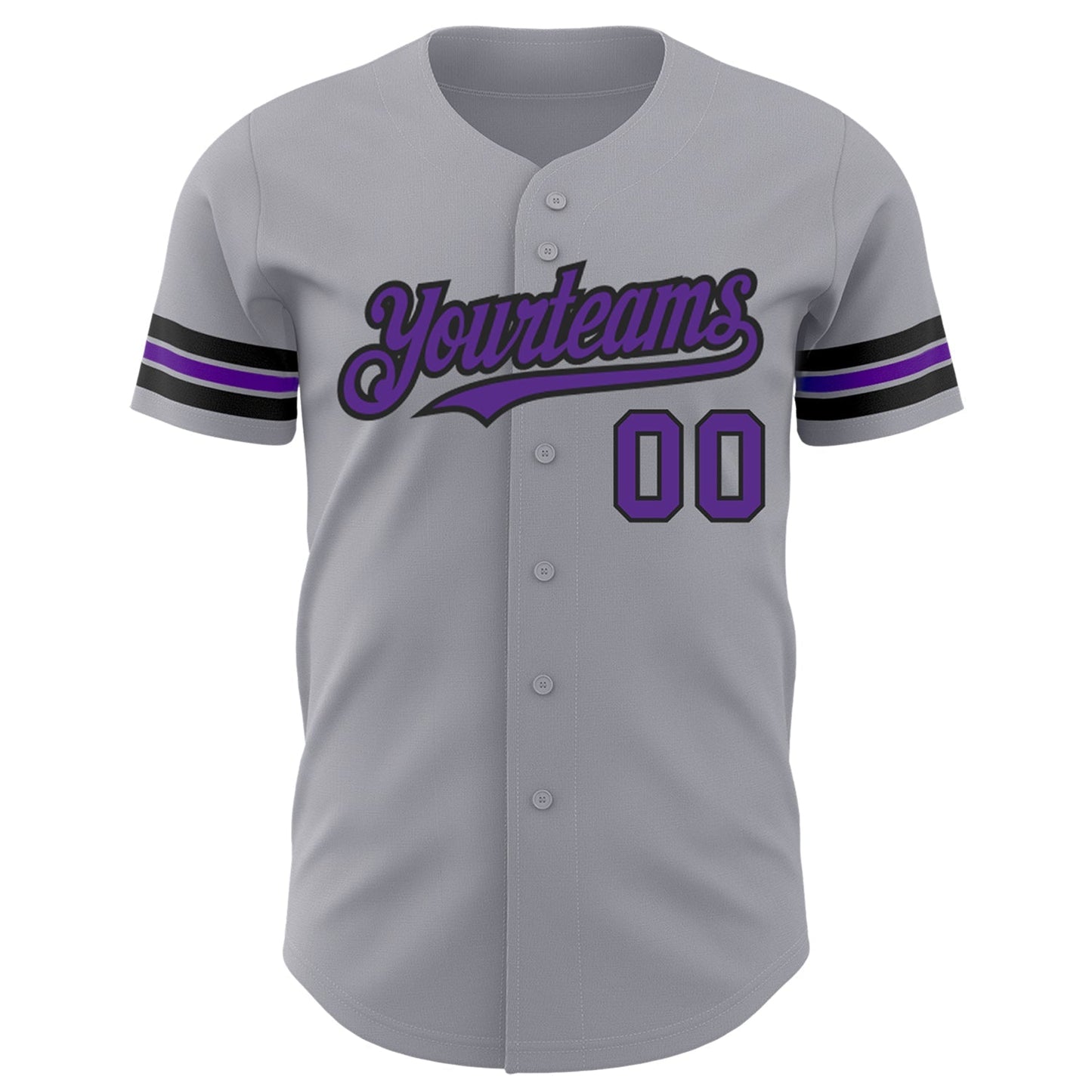 Custom Gray Purple-Black Authentic Baseball Jersey baseball jersey product view 2