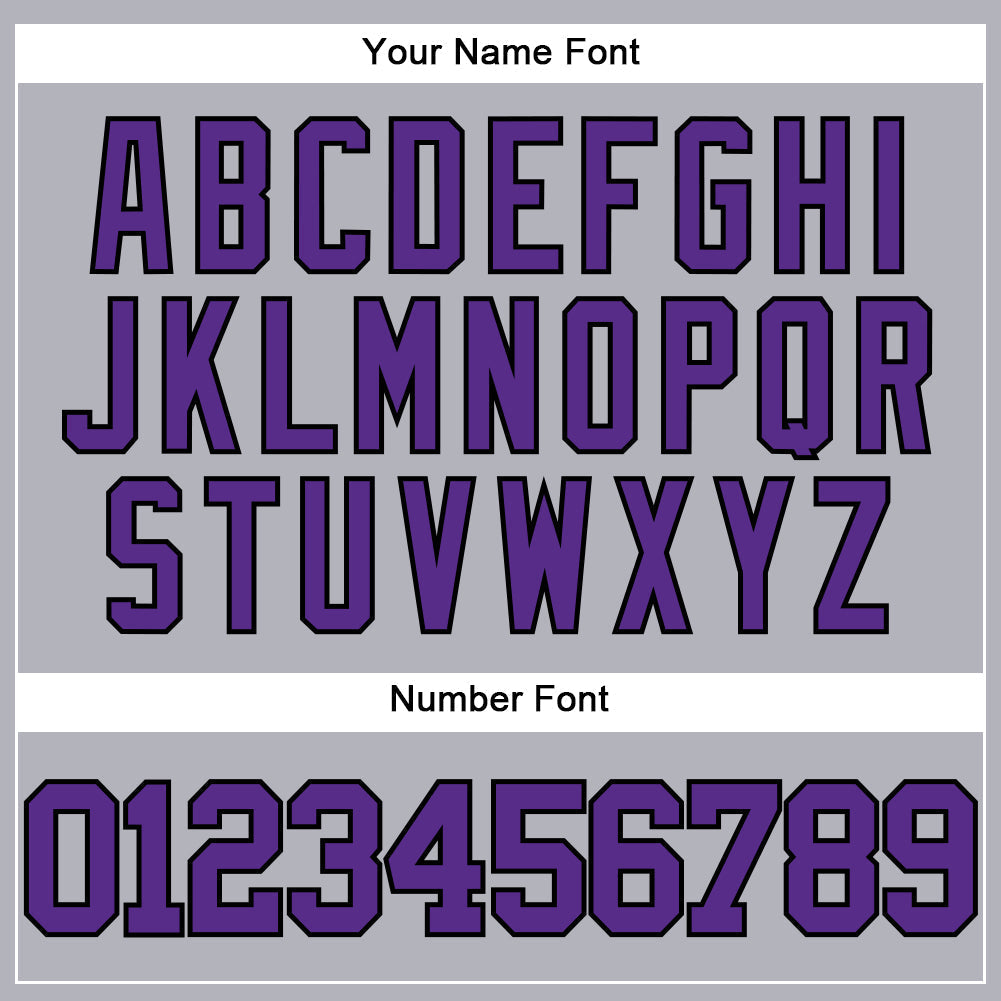 Custom Gray Purple-Black Authentic Baseball Jersey baseball jersey product view 5
