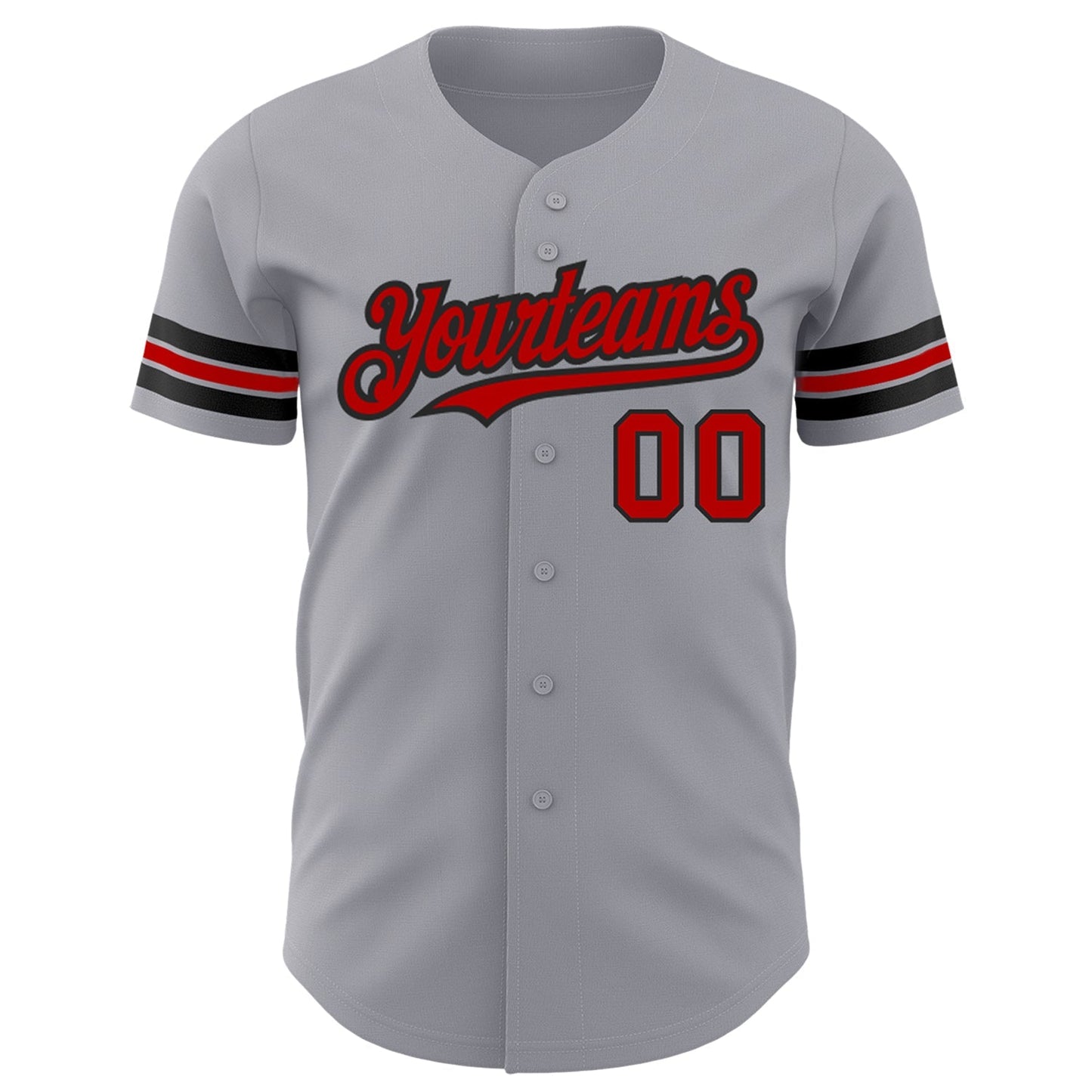 Custom Gray Red-Black Authentic Baseball Jersey baseball jersey product view 2