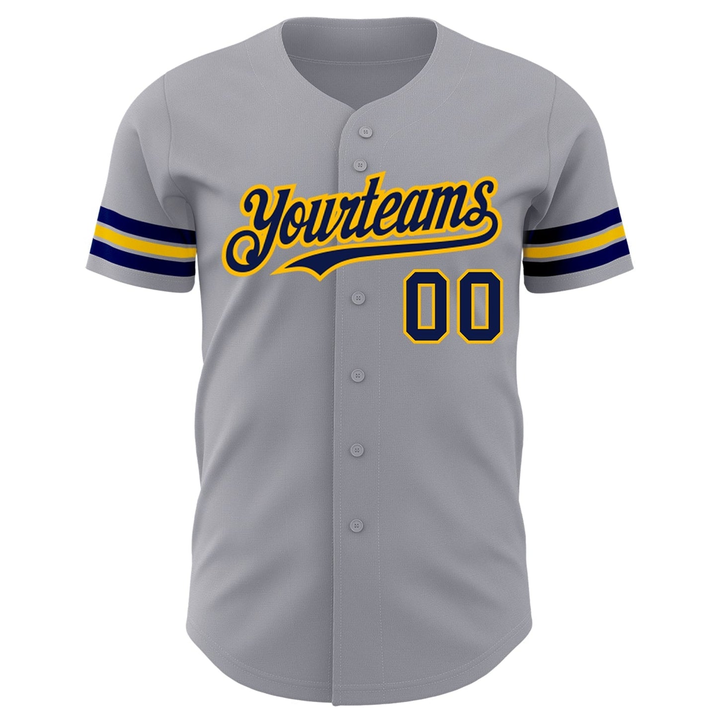 Custom Gray Navy-Gold Authentic Baseball Jersey baseball jersey product view 2