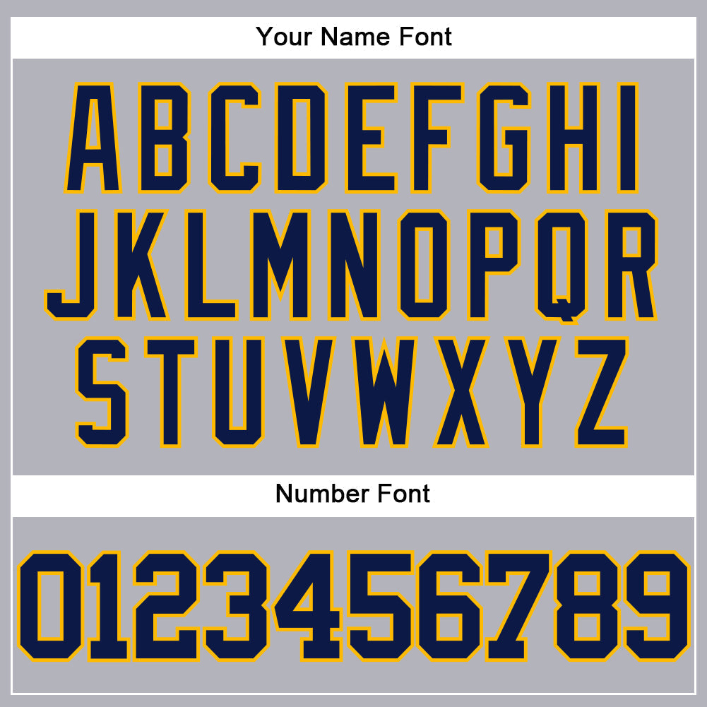 Custom Gray Navy-Gold Authentic Baseball Jersey baseball jersey product view 5