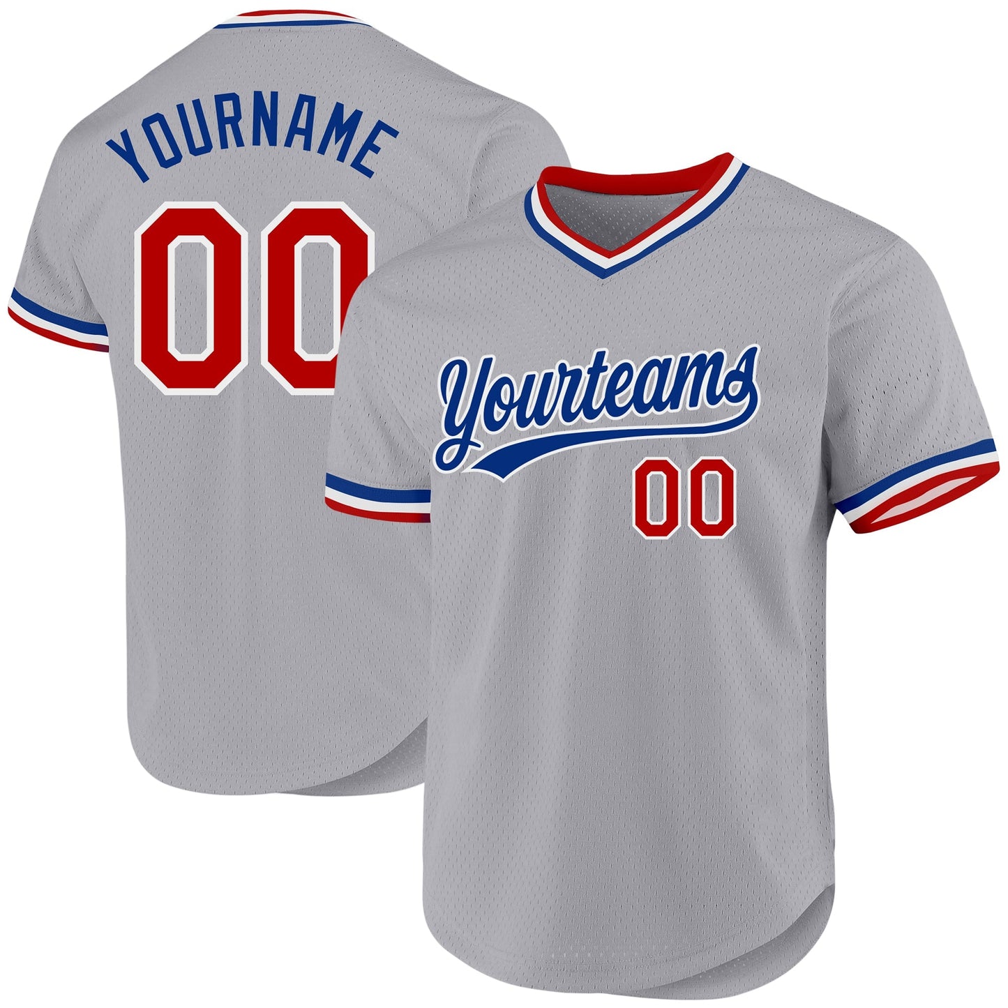 Custom Gray Red-Royal Authentic Throwback Baseball Jersey baseball jersey product view 1