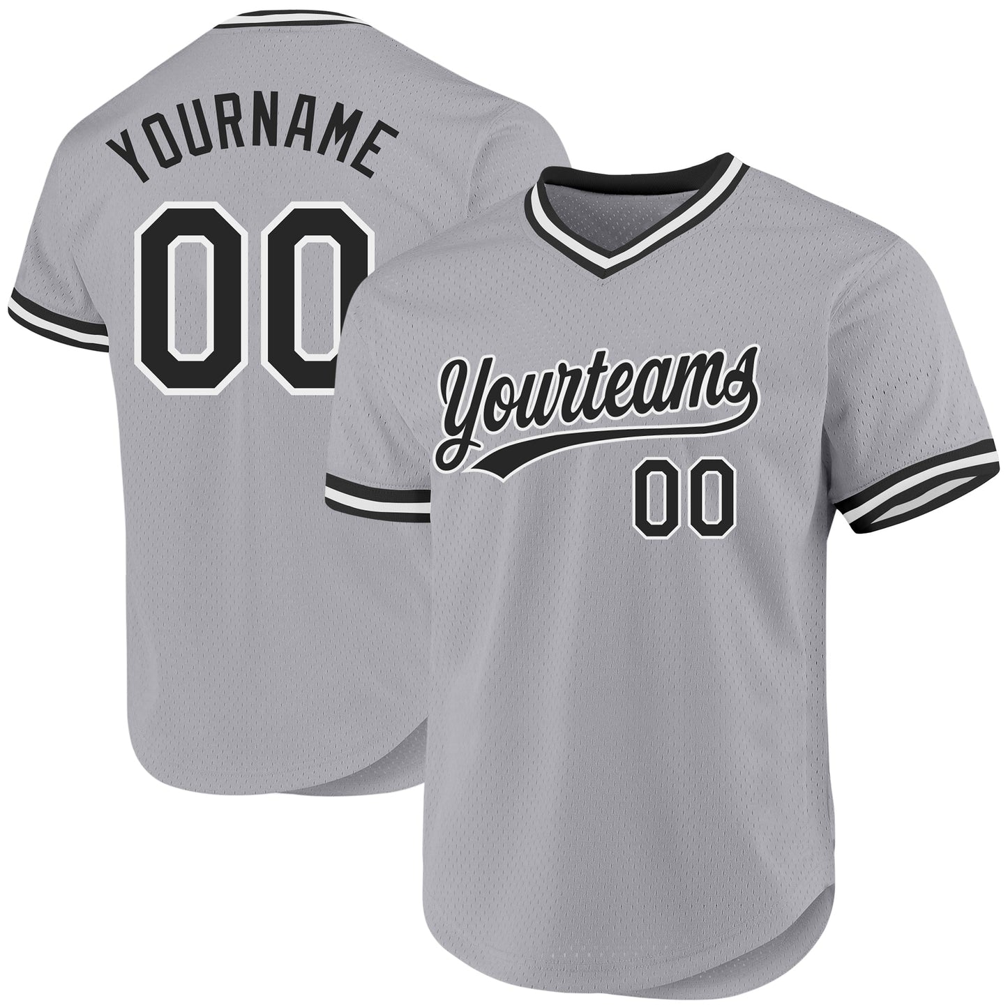 Custom Gray Black-White Authentic Throwback Baseball Jersey baseball jersey product view 1