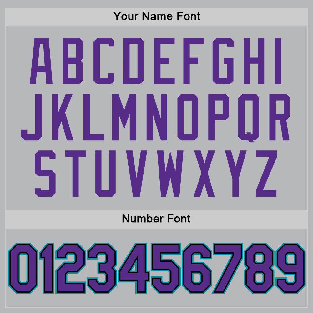 Custom Gray Purple Black-Teal Authentic Throwback Baseball Jersey baseball jersey product view 5