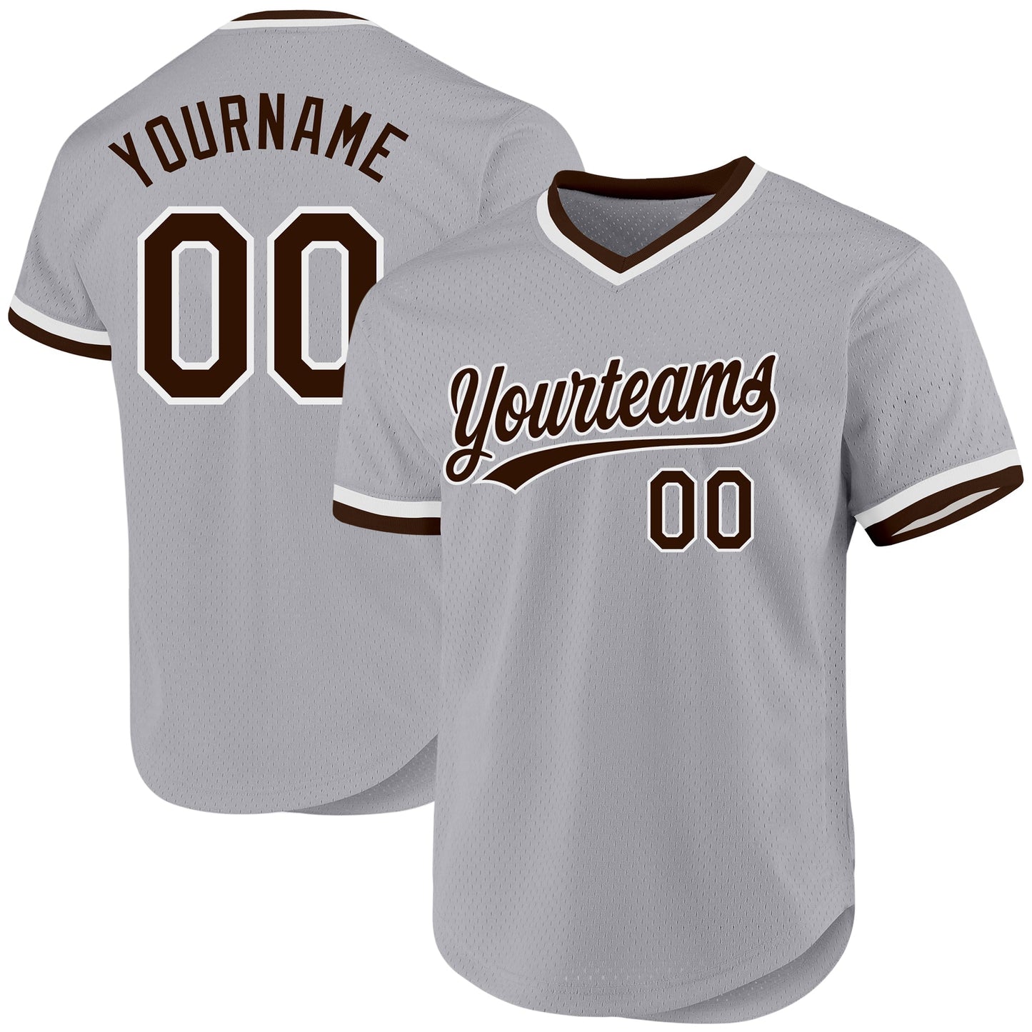 Custom Gray Brown-White Authentic Throwback Baseball Jersey baseball jersey product view 1