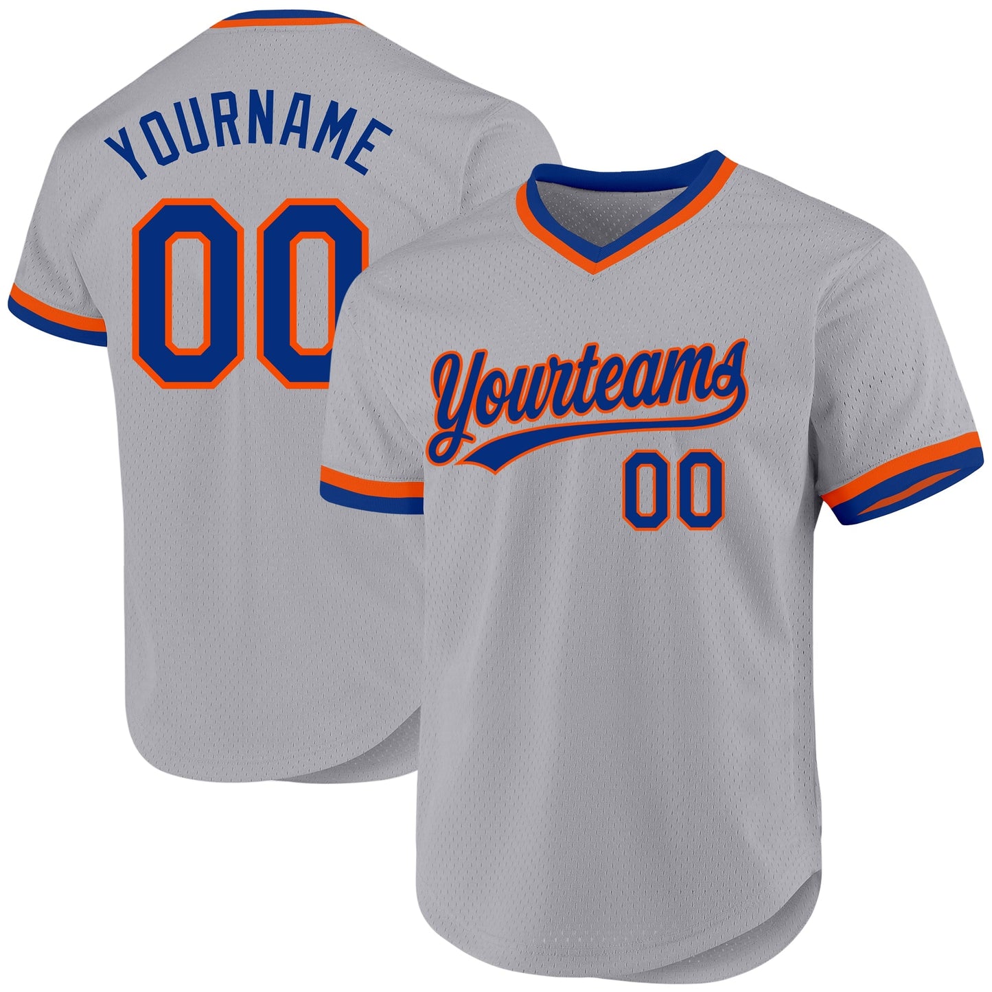 Custom Gray Royal-Orange Authentic Throwback Baseball Jersey baseball jersey product view 1
