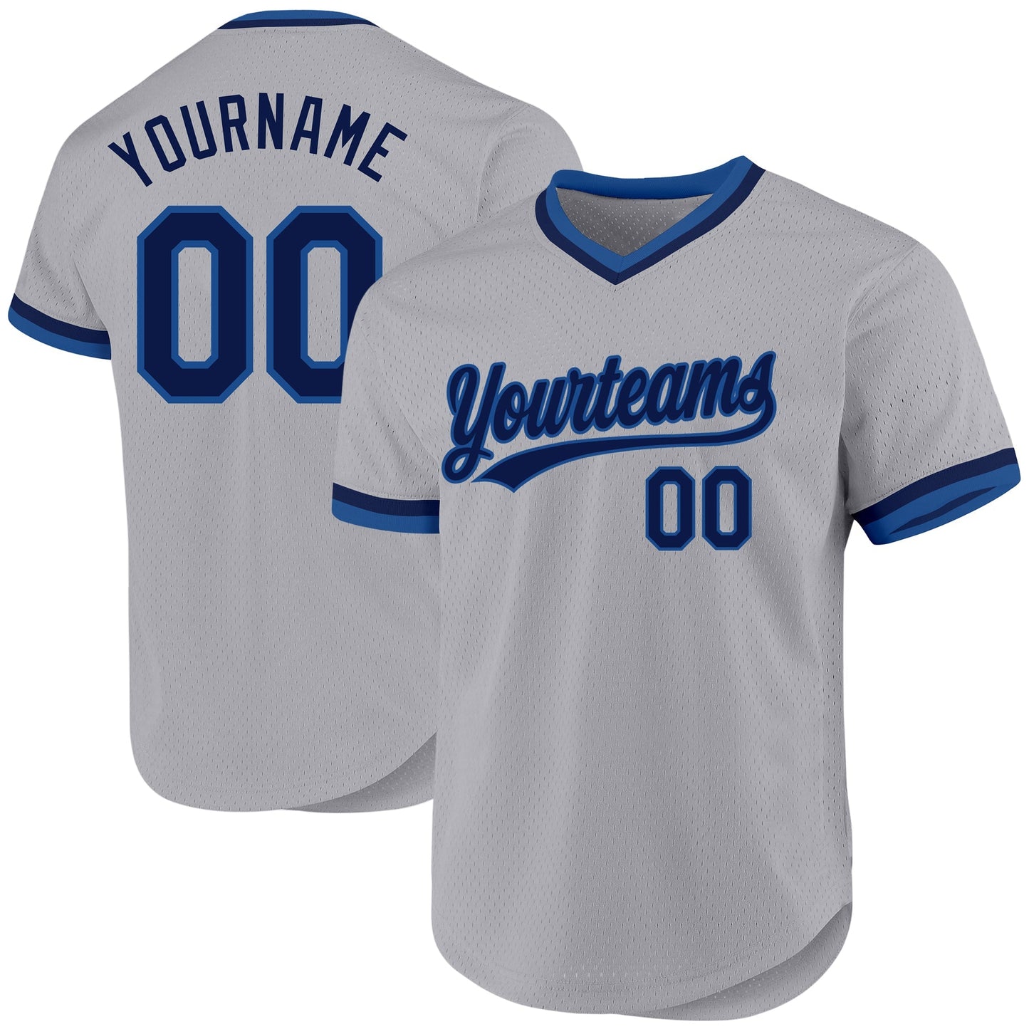 Custom Gray Navy-Blue Authentic Throwback Baseball Jersey baseball jersey product view 1