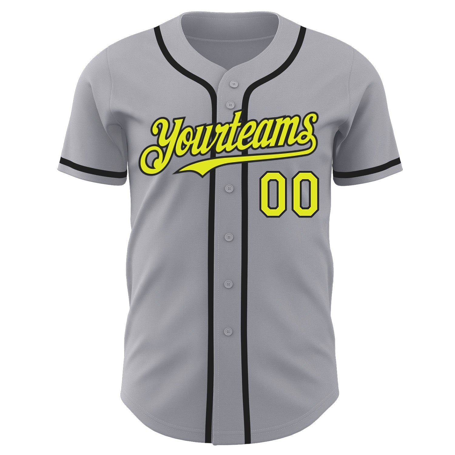 Custom Gray Neon Yellow-Black Authentic Baseball Jersey baseball jersey product view 2