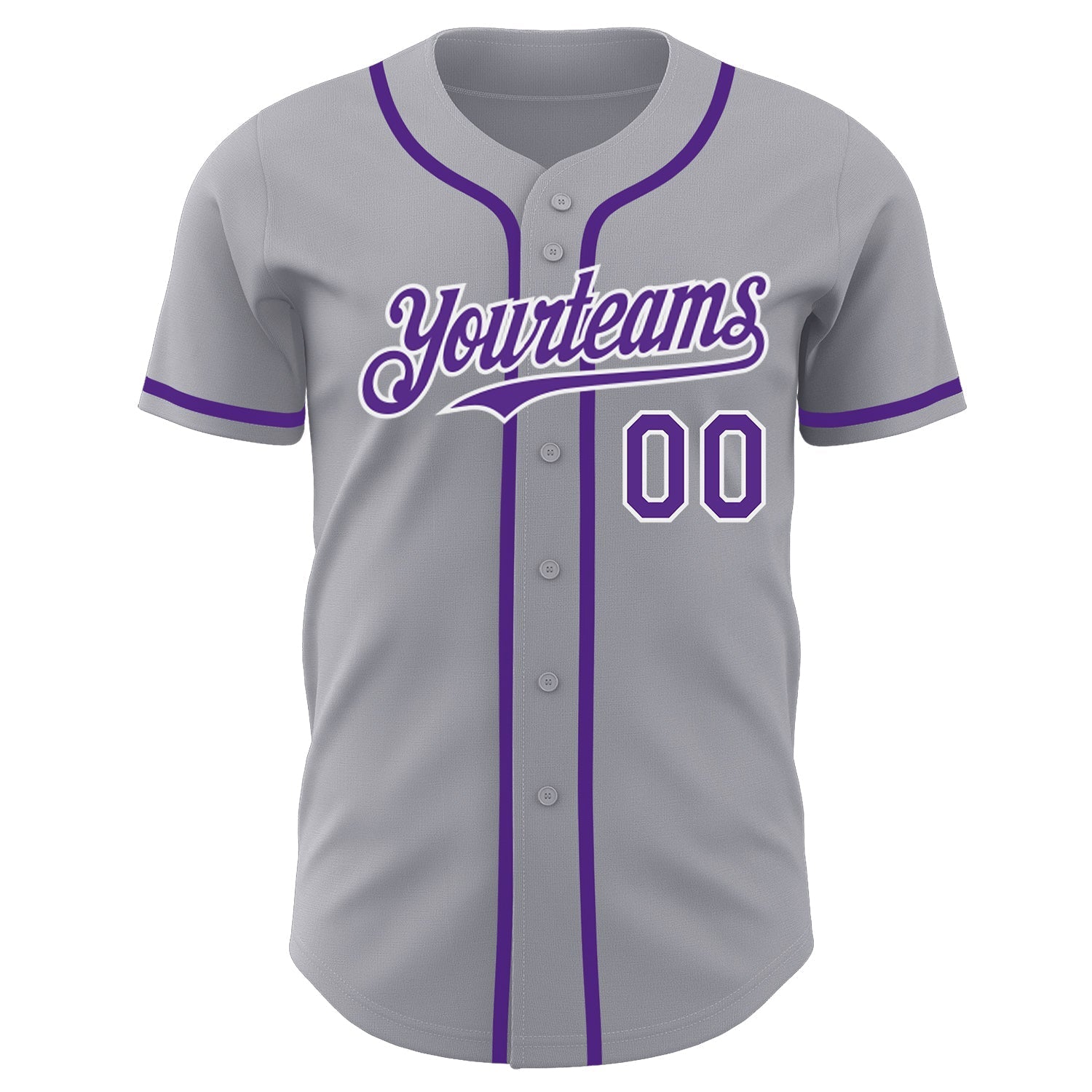 Custom Gray Purple-White Authentic Baseball Jersey baseball jersey product view 2