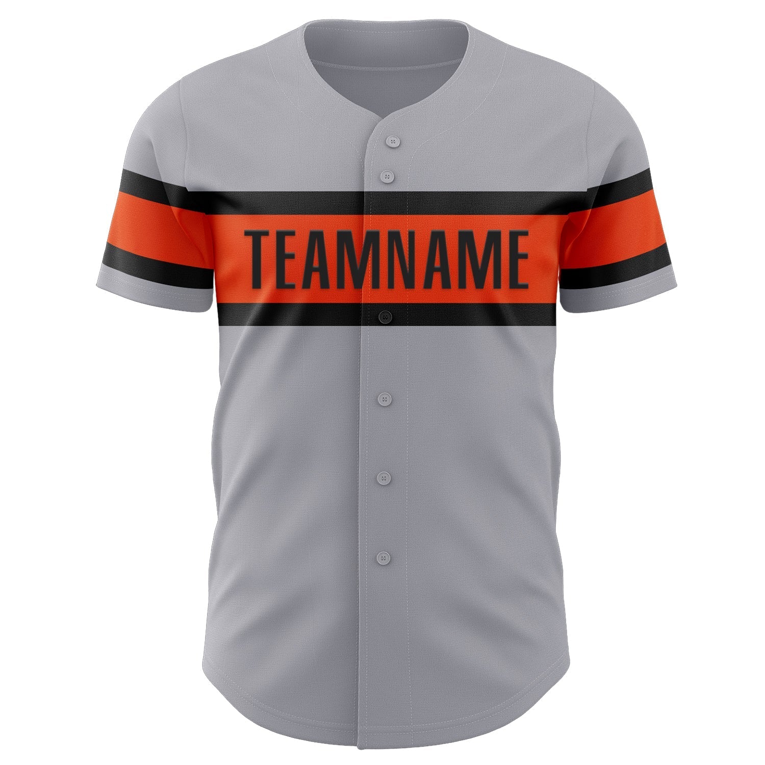 Custom Gray Orange-Black Authentic Baseball Jersey baseball jersey product view 2