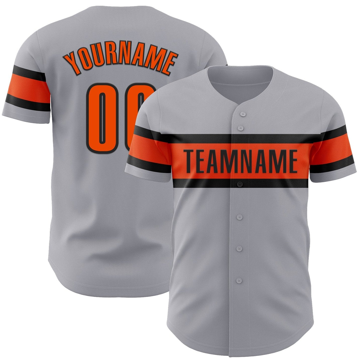 Custom Gray Orange-Black Authentic Baseball Jersey baseball jersey product view 1