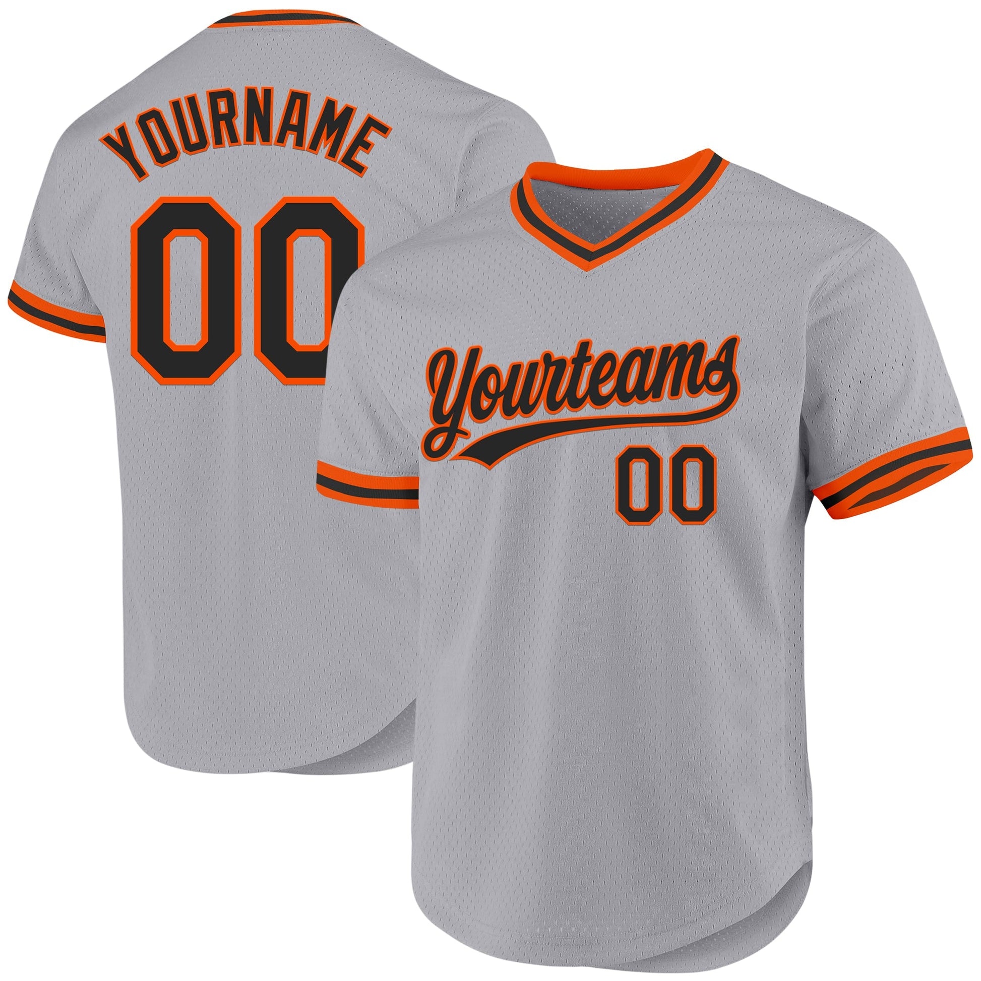 Custom Gray Black-Orange Authentic Throwback Baseball Jersey baseball jersey product view 1