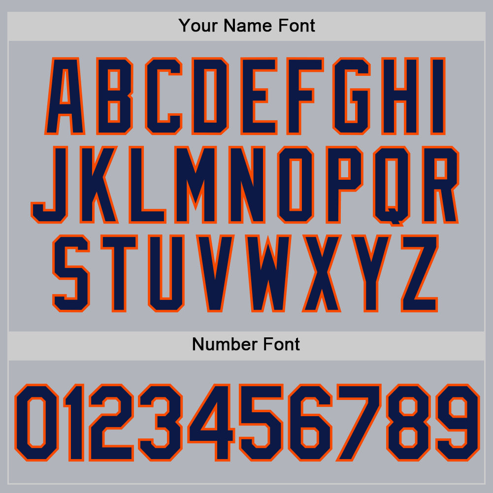 Custom Gray Navy-Orange Authentic Throwback Baseball Jersey baseball jersey product view 5