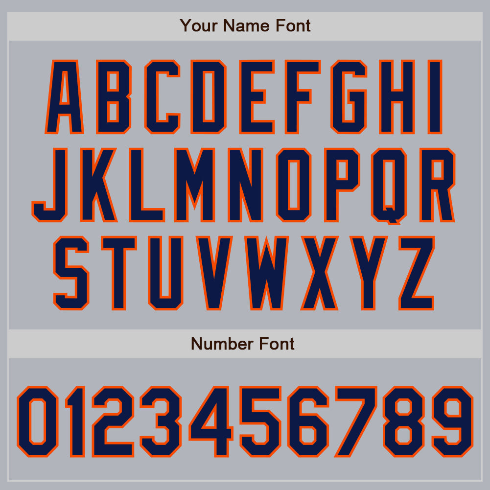 Custom Gray Navy-Orange Authentic Baseball Jersey baseball jersey product view 4