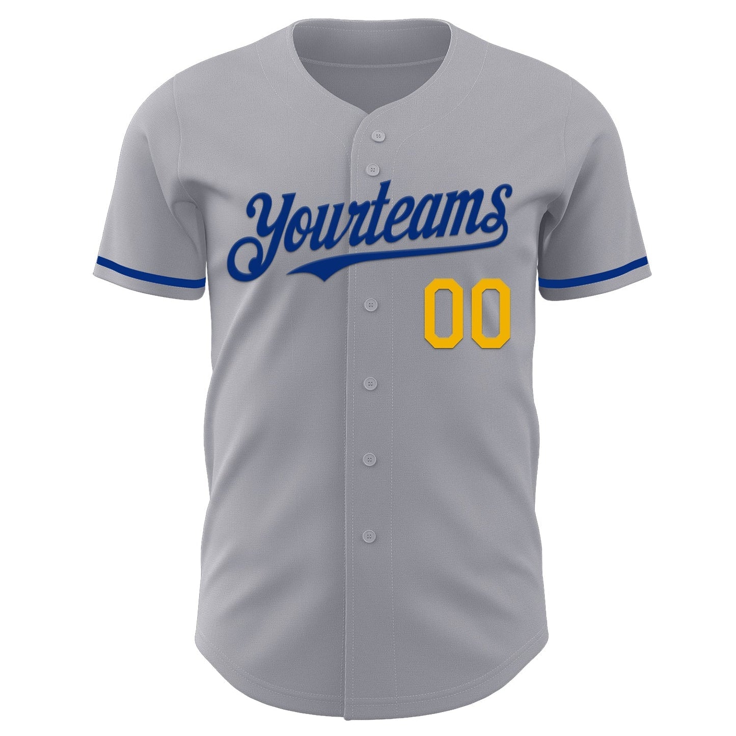 Custom Gray Royal-Gold Authentic Baseball Jersey baseball jersey product view 2
