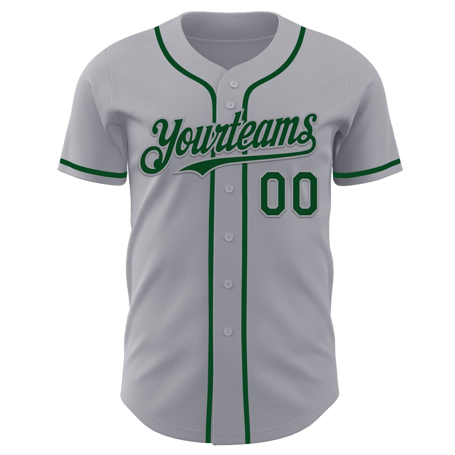 Custom Gray Green Authentic Baseball Jersey baseball jersey product view 2