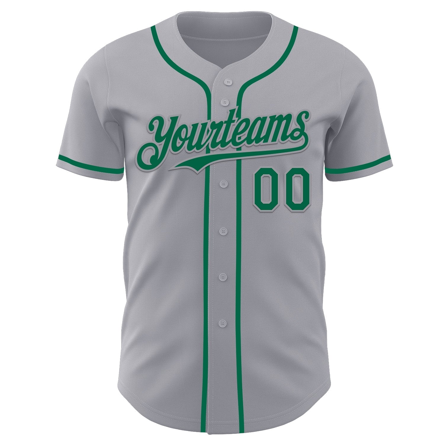 Custom Gray Kelly Green Authentic Baseball Jersey baseball jersey product view 2