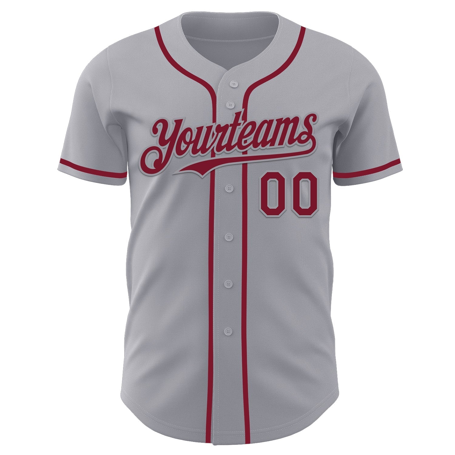 Custom Gray Crimson Authentic Baseball Jersey baseball jersey product view 2