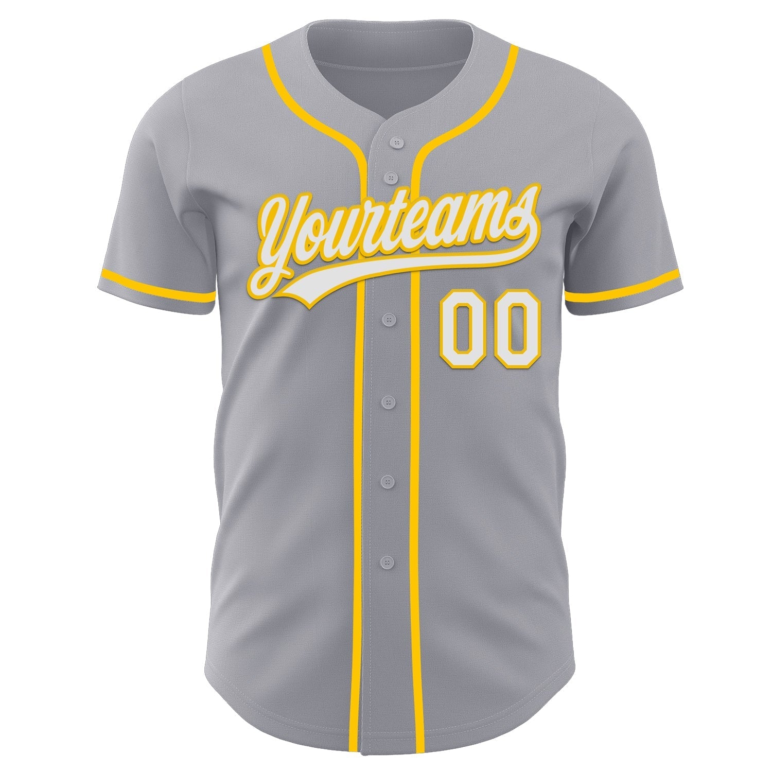 Custom Gray White-Yellow Authentic Baseball Jersey baseball jersey product view 2