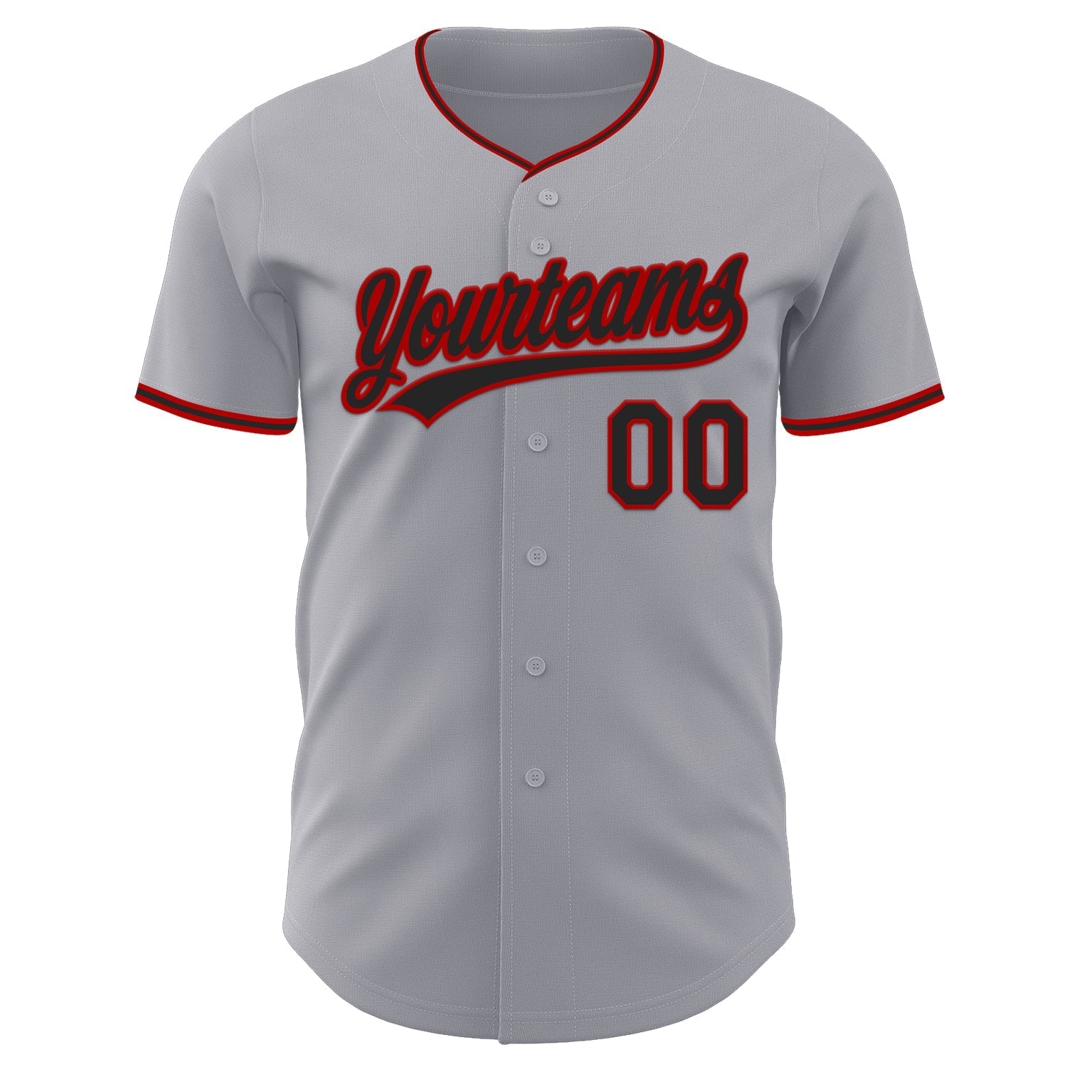 Custom Gray Black-Red Authentic Baseball Jersey baseball jersey product view 2