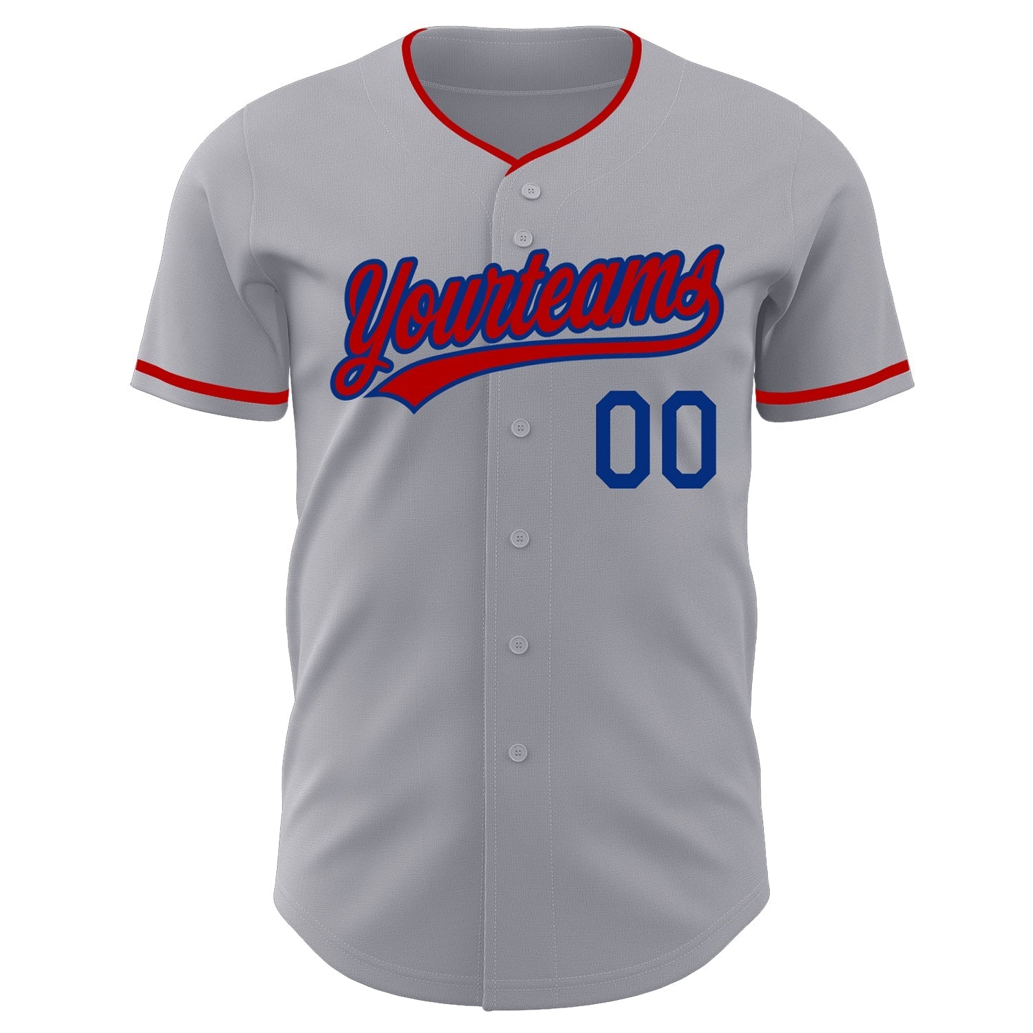 Custom Gray Red-Royal Authentic Baseball Jersey baseball jersey product view 2