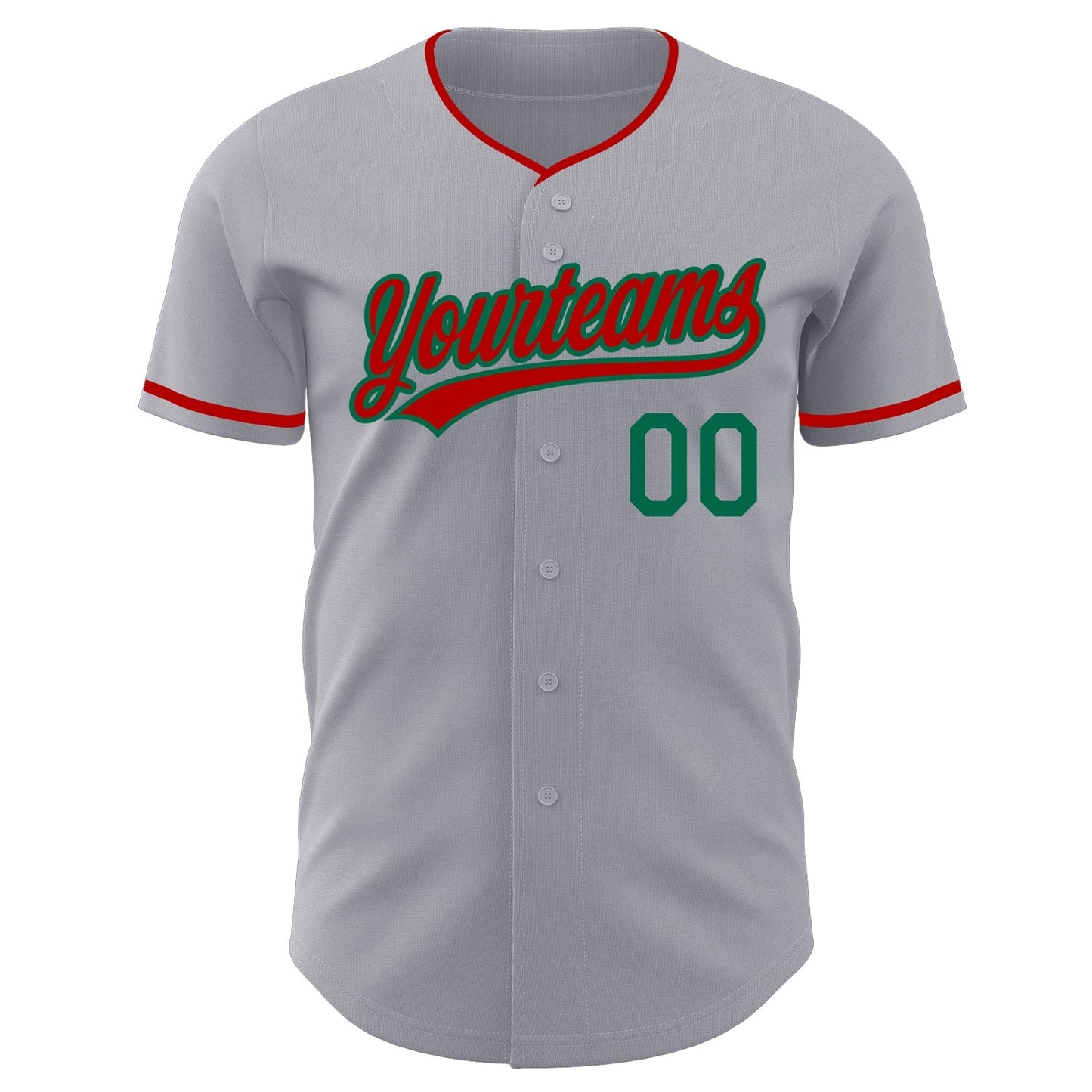 Custom Gray Red-Kelly Green Authentic Baseball Jersey baseball jersey product view 2