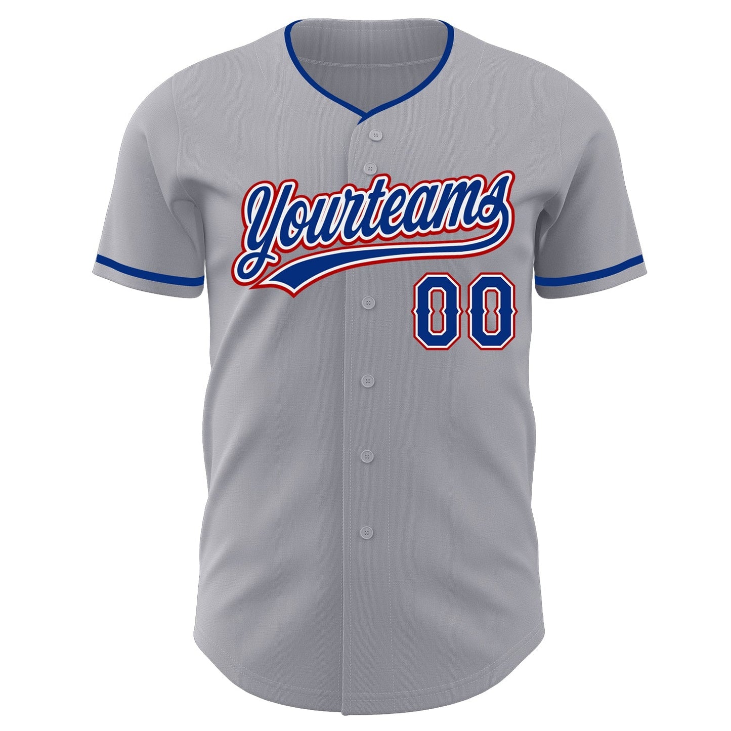 Custom Gray Royal White-Red Authentic Baseball Jersey baseball jersey product view 2