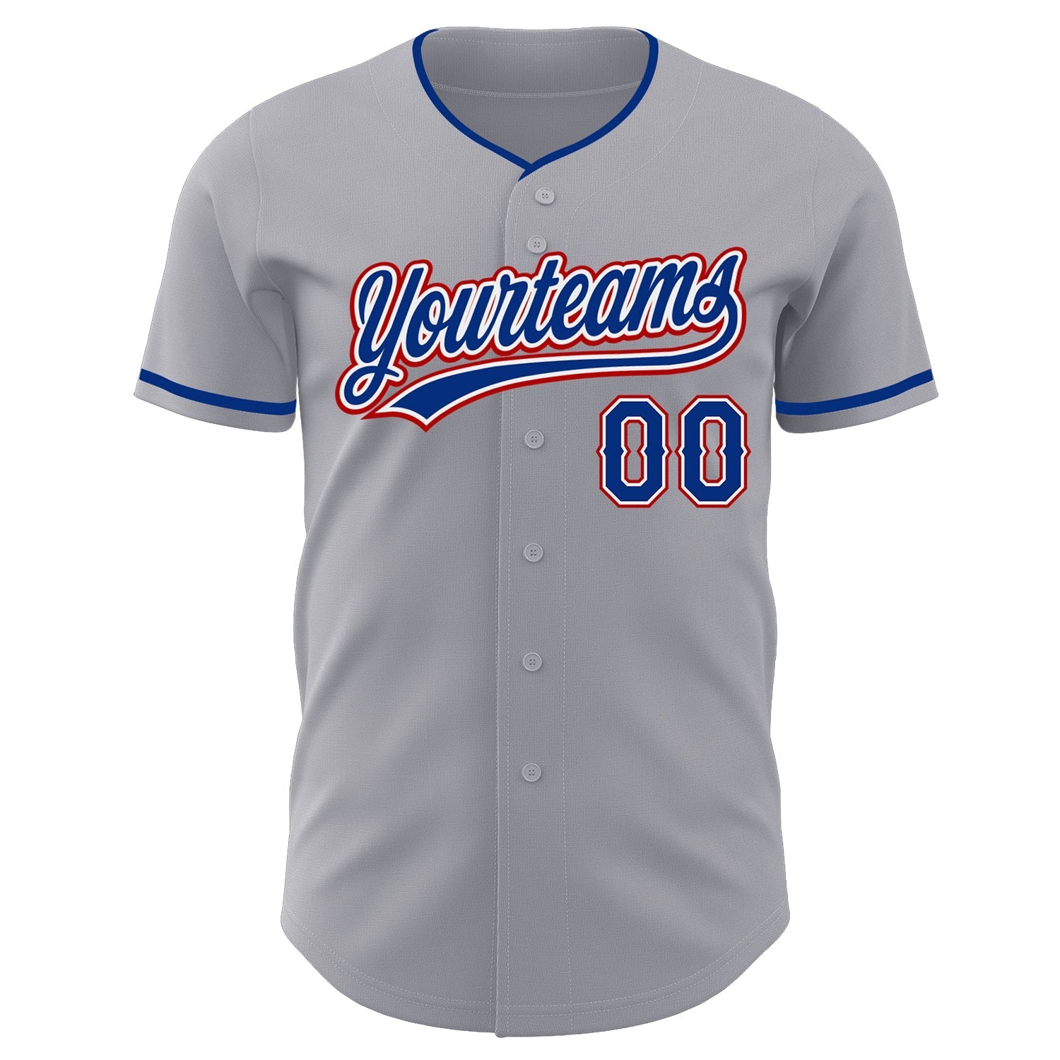 Custom Gray Royal White-Red Authentic Baseball Jersey baseball jersey product view 2