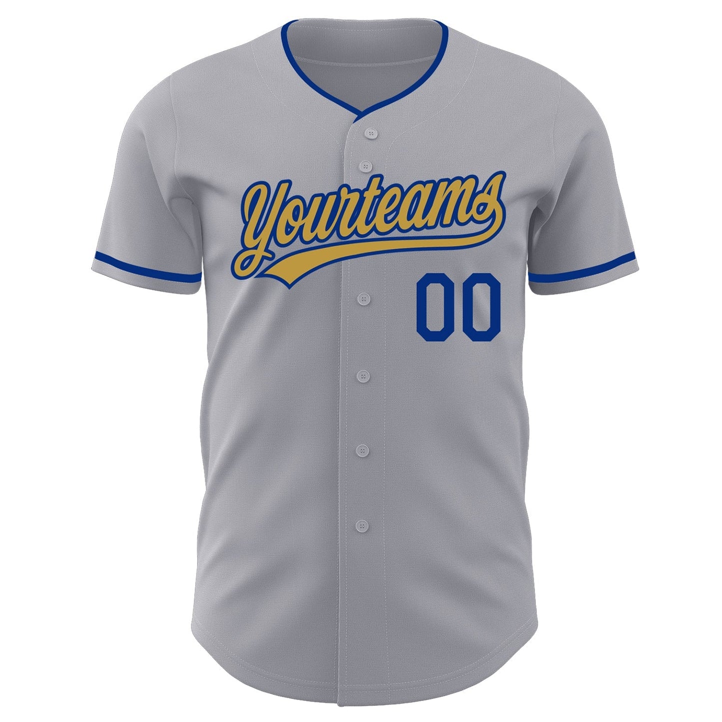 Custom Gray Old Gold-Royal Authentic Baseball Jersey baseball jersey product view 2