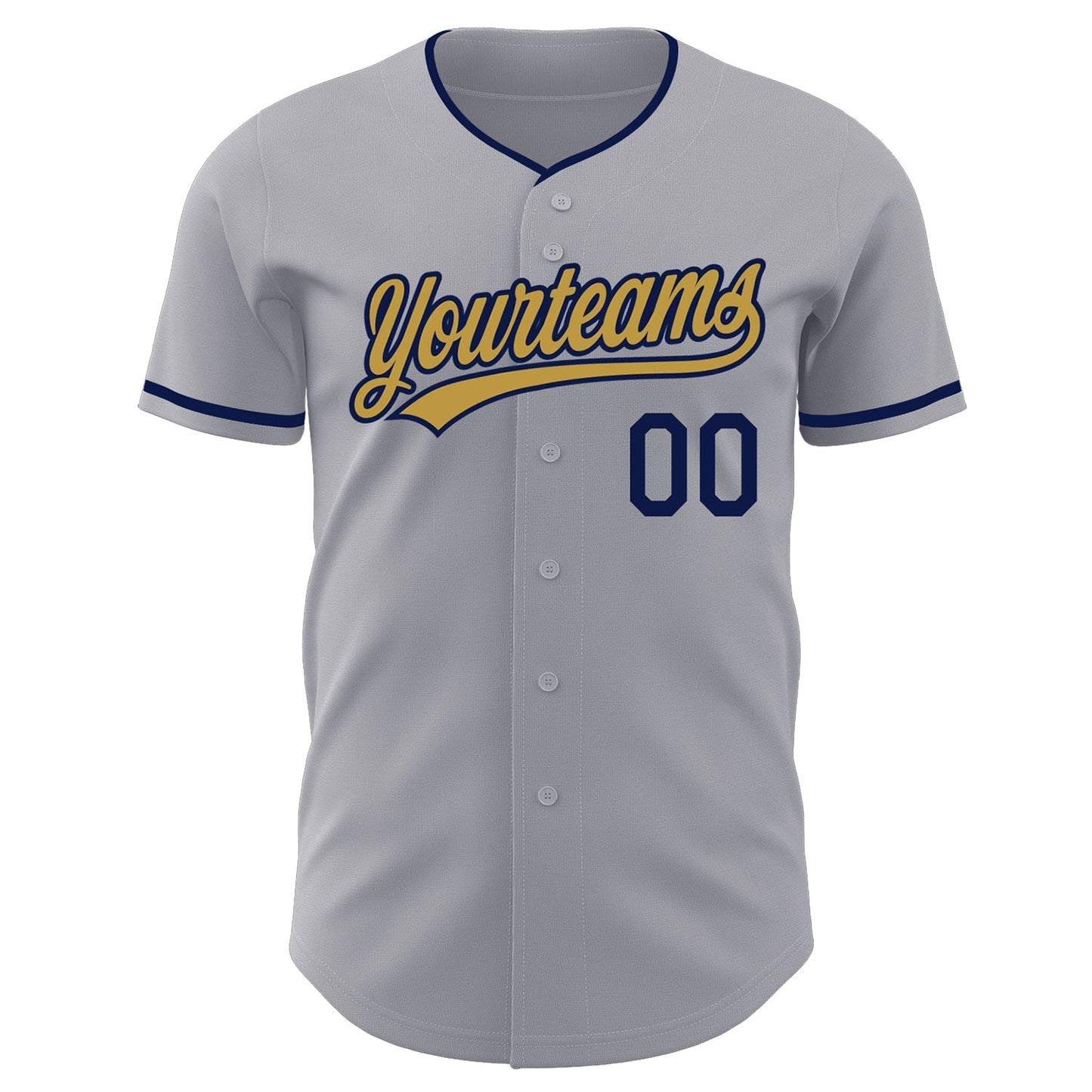 Custom Gray Old Gold-Navy Authentic Baseball Jersey baseball jersey product view 2