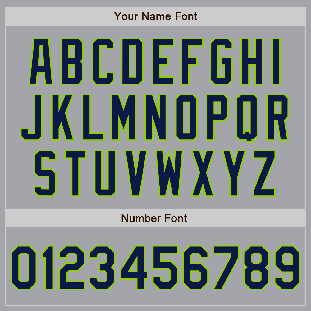 Custom Gray Navy-Neon Green Authentic Baseball Jersey baseball jersey product view 5