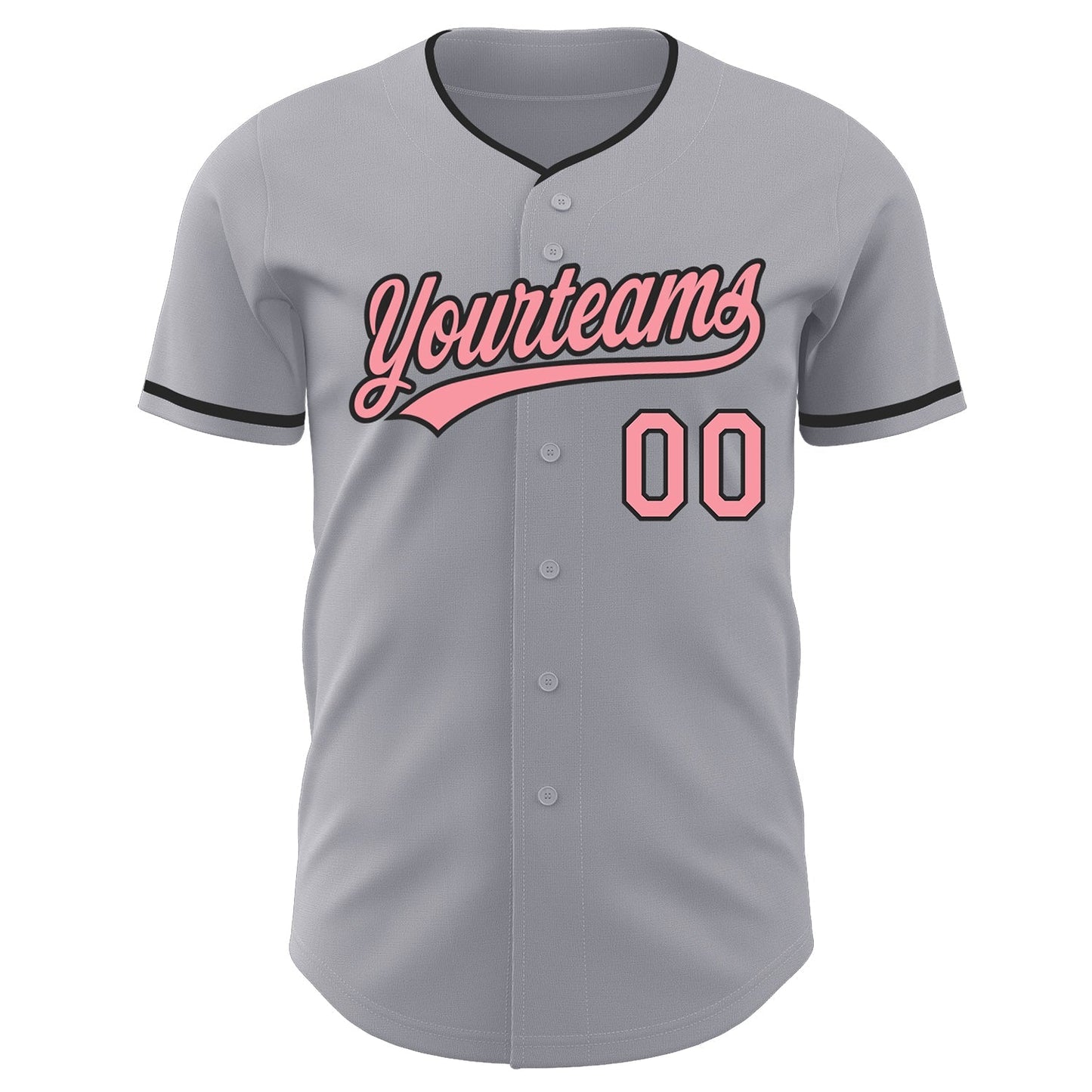 Custom Gray Medium Pink-Black Authentic Baseball Jersey baseball jersey product view 2