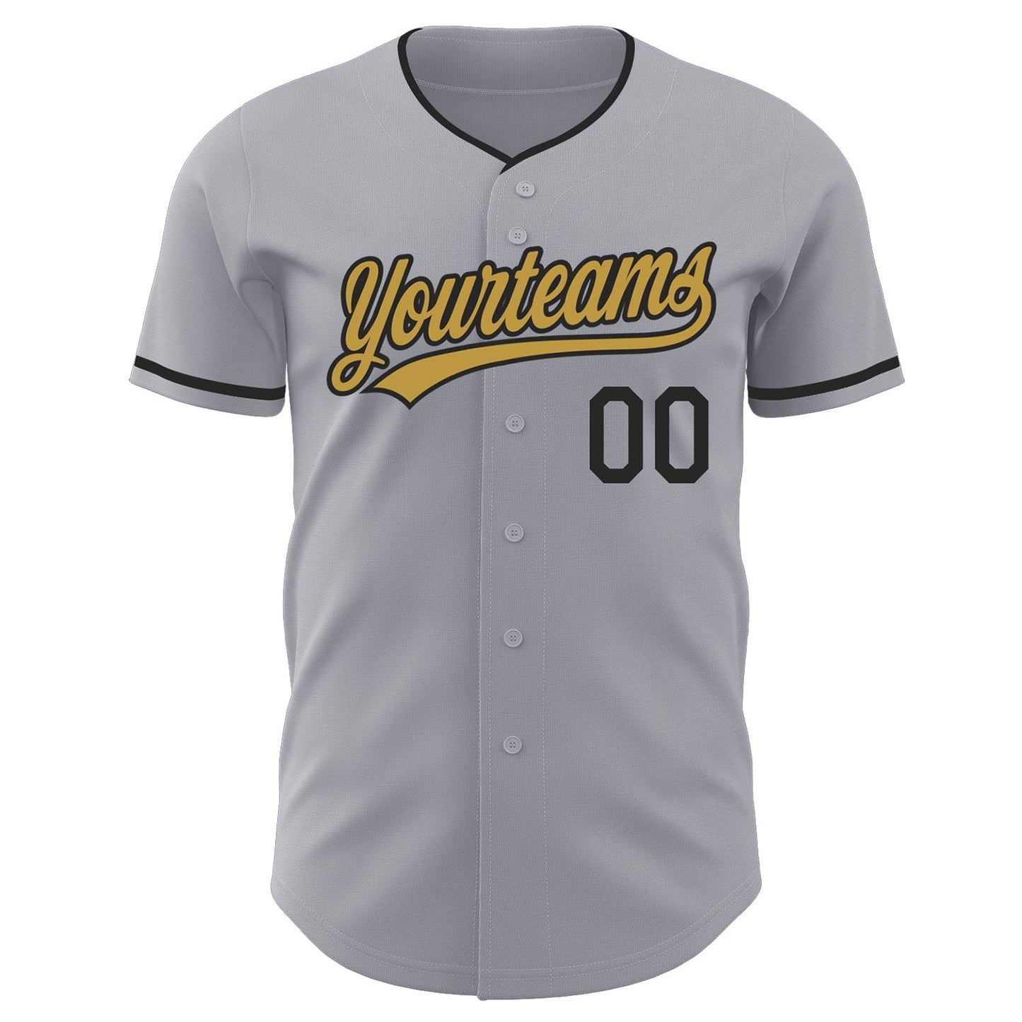 Custom Gray Old Gold-Black Authentic Baseball Jersey baseball jersey product view 2