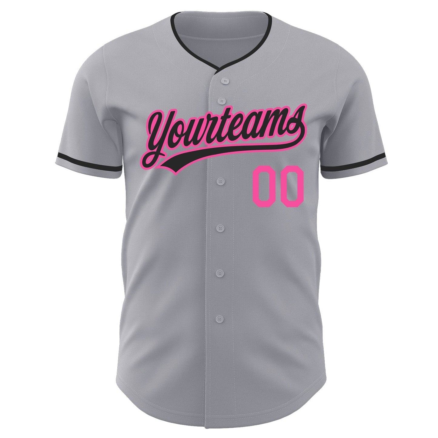 Custom Gray Black-Pink Authentic Baseball Jersey baseball jersey product view 2