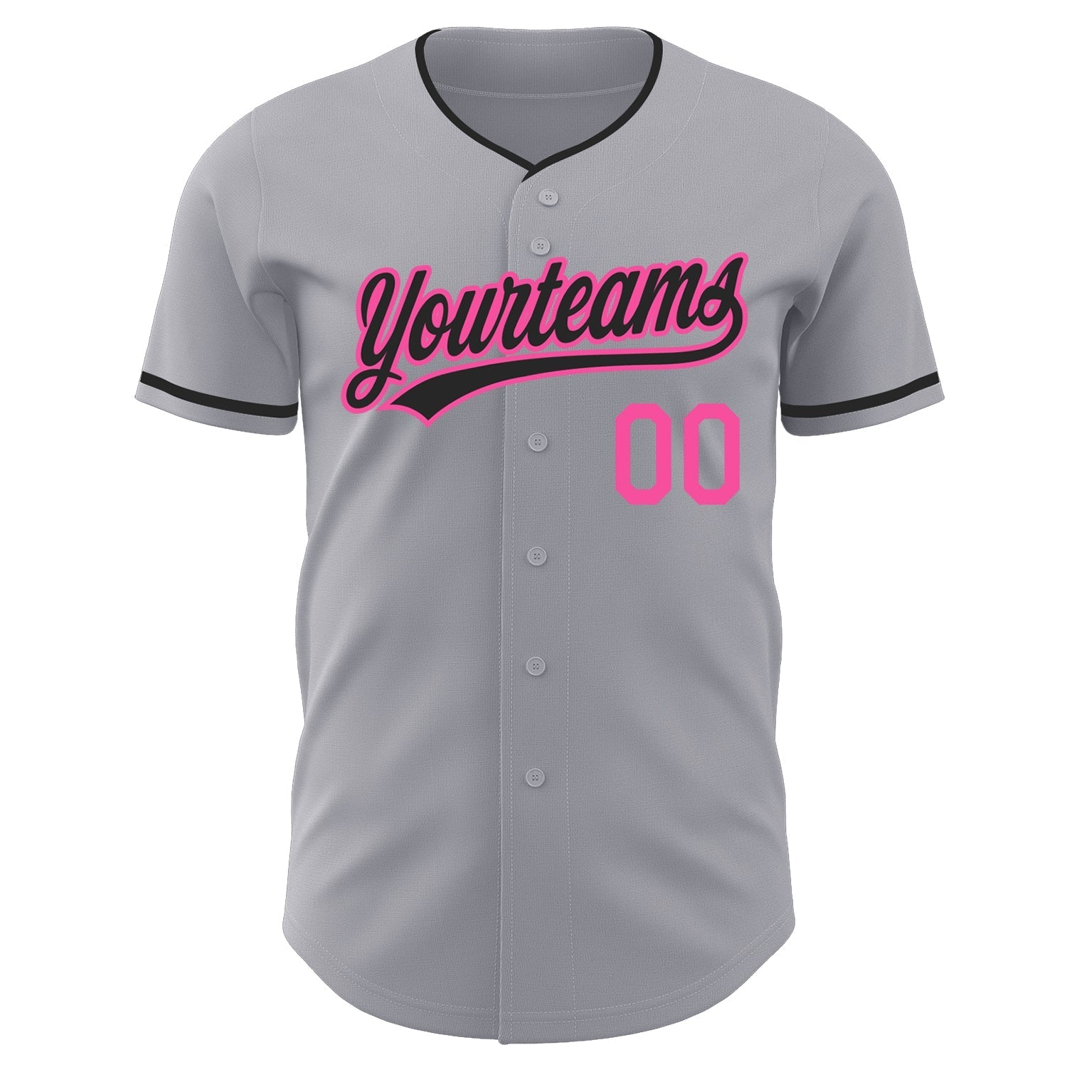 Custom Gray Black-Pink Authentic Baseball Jersey baseball jersey product view 2