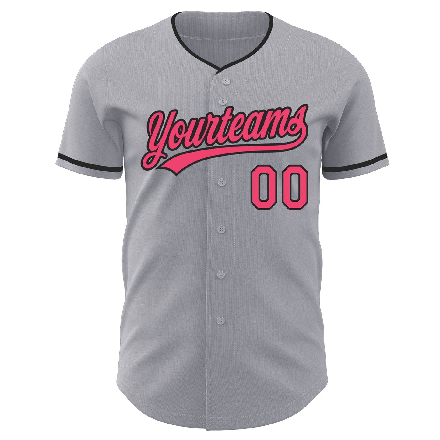 Custom Gray Neon Pink-Black Authentic Baseball Jersey baseball jersey product view 2