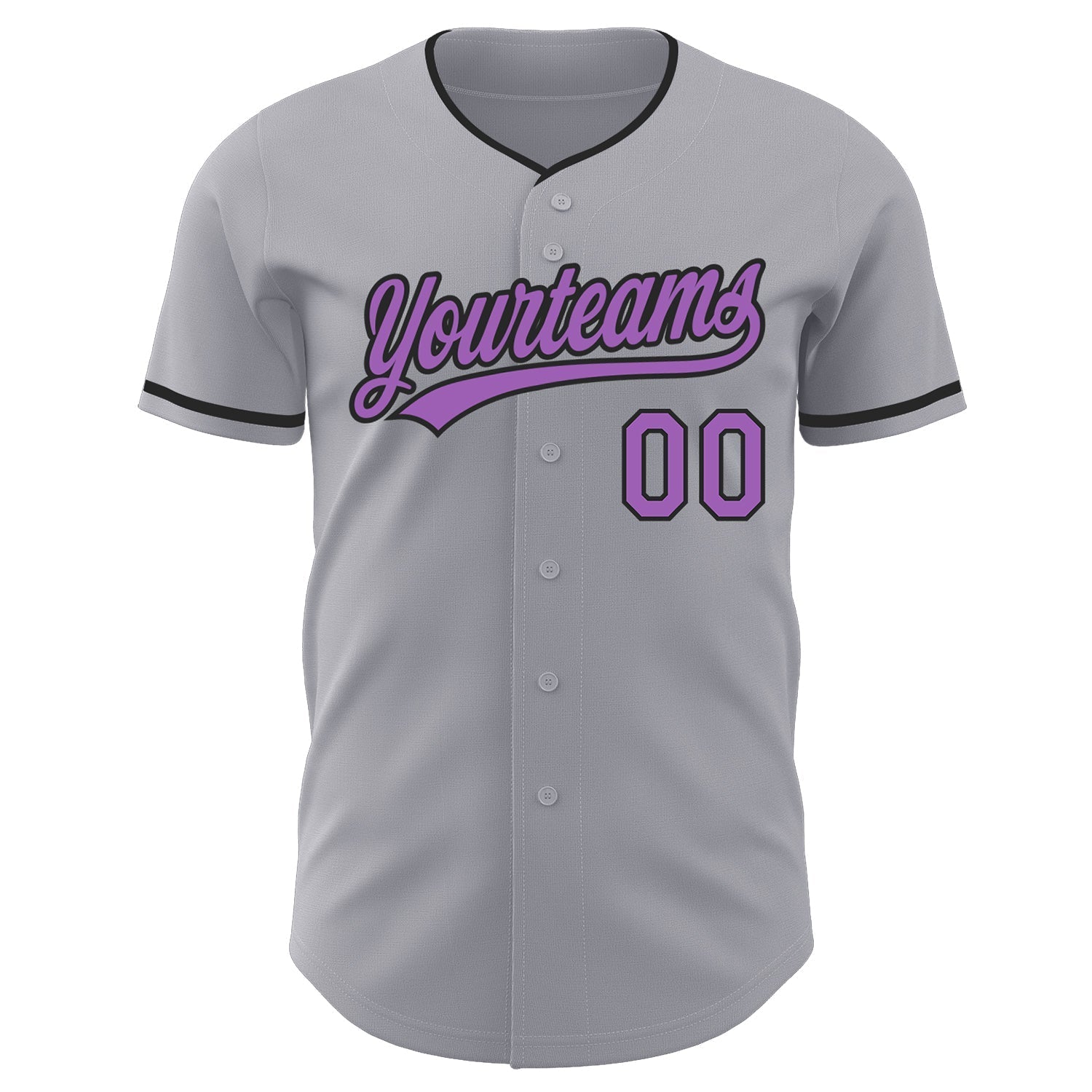 Custom Gray Medium Purple-Black Authentic Baseball Jersey baseball jersey product view 2