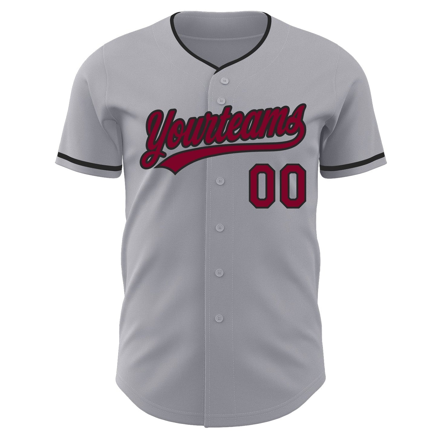 Custom Gray Maroon-Black Authentic Baseball Jersey baseball jersey product view 2