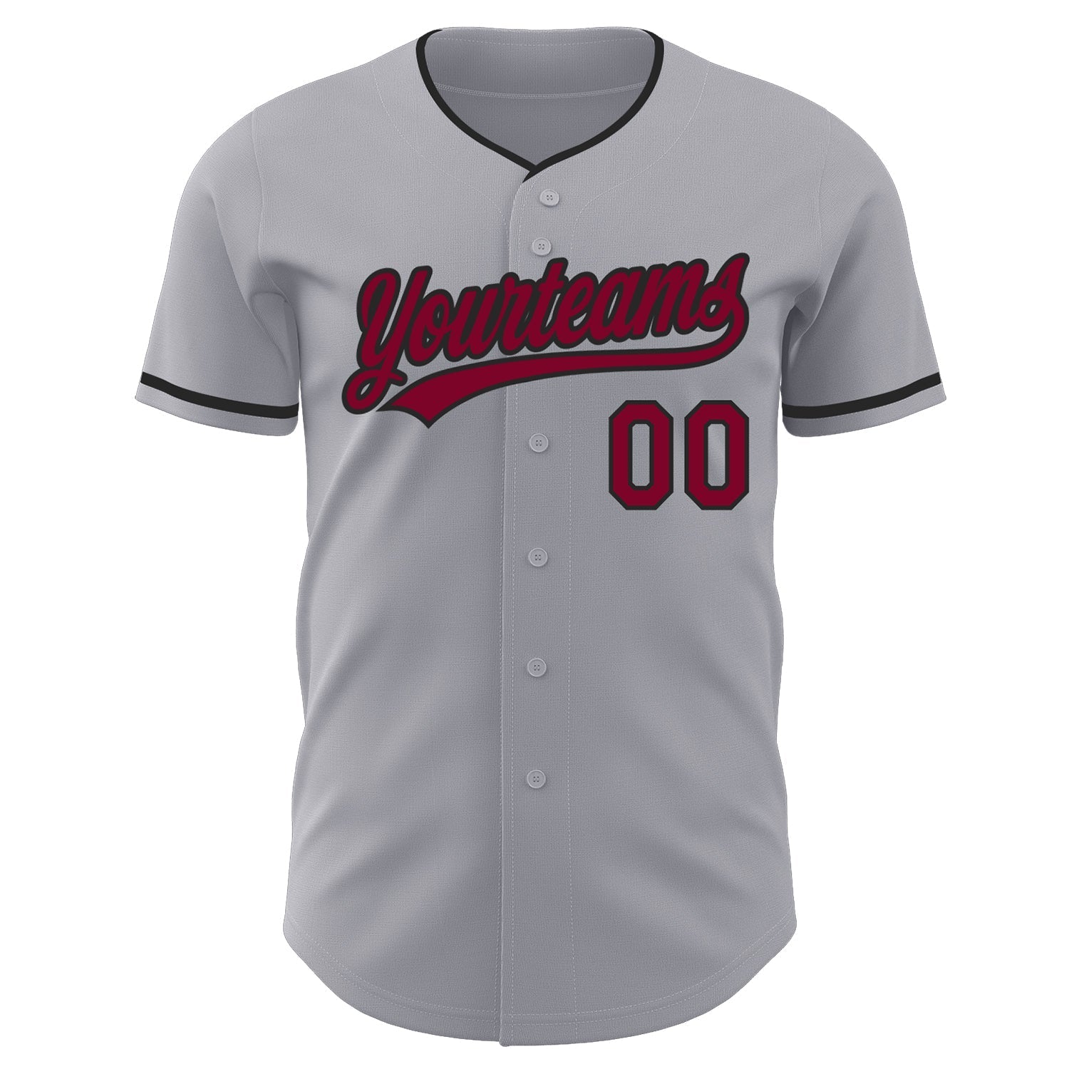 Custom Gray Maroon-Black Authentic Baseball Jersey baseball jersey product view 2