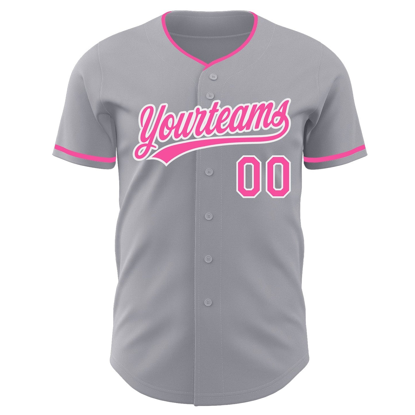 Custom Gray Pink-White Authentic Baseball Jersey baseball jersey product view 2