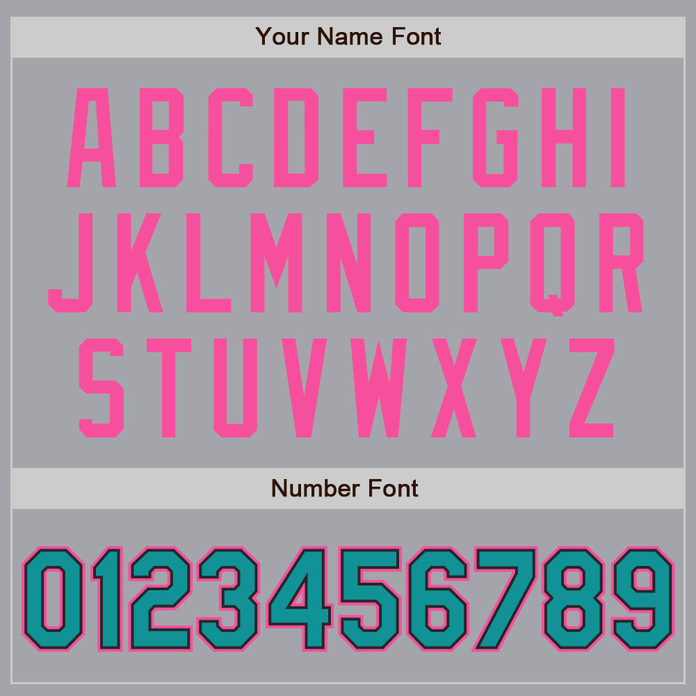 Custom Gray Teal Black-Pink Authentic Baseball Jersey baseball jersey product view 5