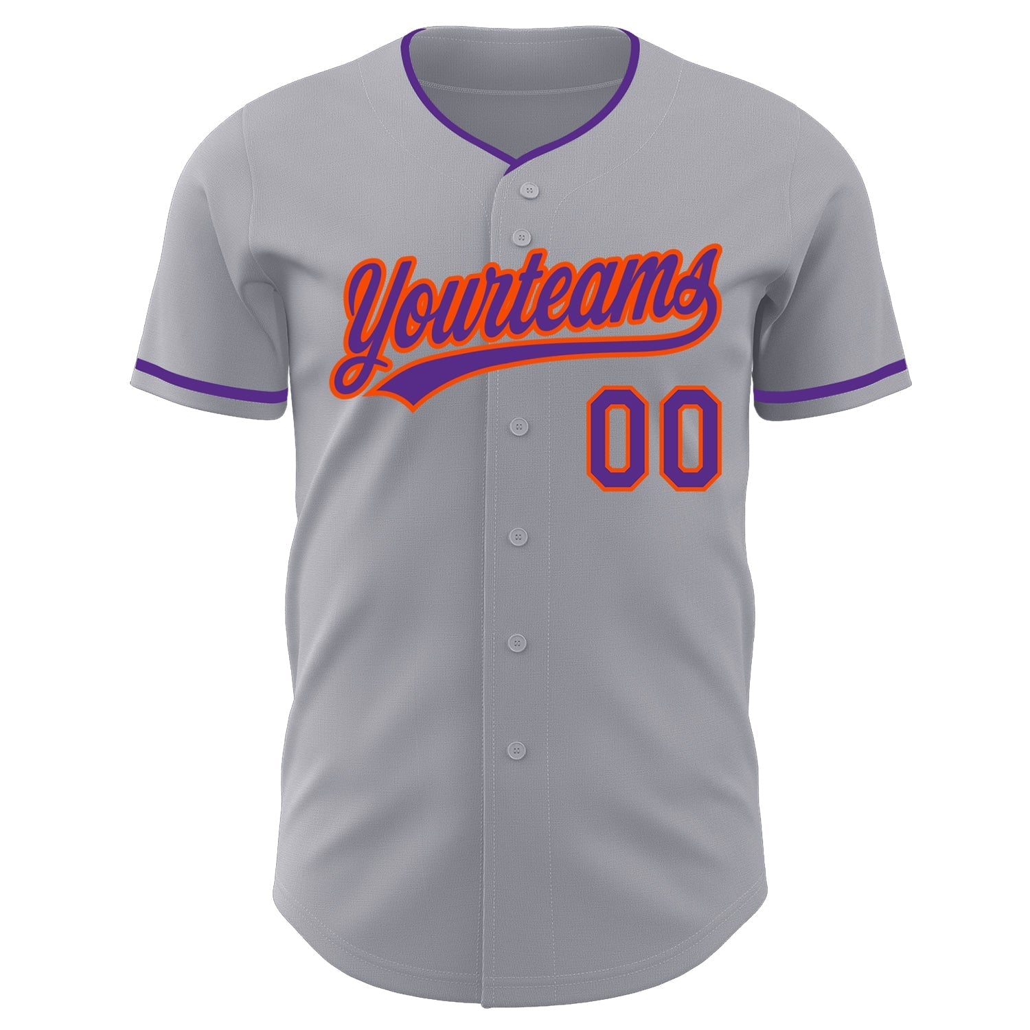 Custom Gray Purple-Orange Authentic Baseball Jersey baseball jersey product view 2