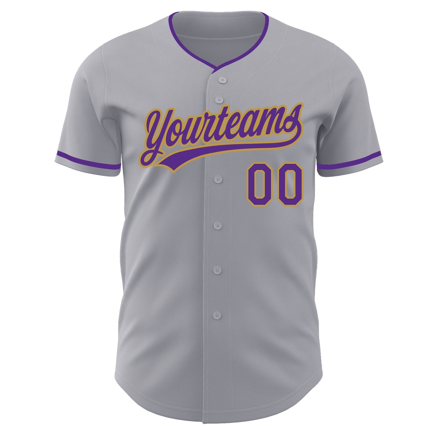 Custom Gray Purple-Old Gold Authentic Baseball Jersey baseball jersey product view 2